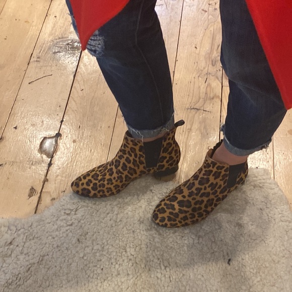 J. Crew pony hair cheetah leopard ankle booties chelsea pull on - Picture 10 of 10